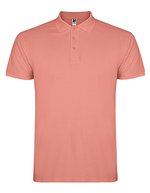 Roly Baumwoll-Polo mit Rippkragen und Seitenschlitzen, White 01 L, RY6638 – Clay Orange 266