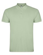 Roly Baumwoll-Polo mit Rippkragen und Seitenschlitzen, White 01 L, RY6638 – Mist Vert 264