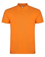 Roly Baumwoll-Polo mit Rippkragen und Seitenschlitzen, White 01 L, RY6638 – Orange 31