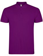 Roly Baumwoll-Polo mit Rippkragen und Seitenschlitzen, White 01 L, RY6638 – Violet 71