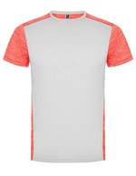 Roly Sport Zolder T-Shirt mit Schnelltrocknungsfunktion, Black 02/Heather Black 243 S, RY6653 – White 01/Heather Fluor Coral 244