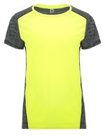 Roly Sport Funktions-T-Shirt Zolder mit Belüftung, Black 02/Heather Black 243 S, RY6663 – Fluor Jaune 221/Chine Noir 243