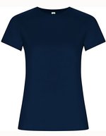 Roly Eco Goldenes Bio-Baumwoll T-Shirt, tailliert, White 01 S, RY6696 – Navy Blue 55