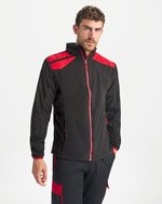 Roly Workwear Fleece Jacke Terrano mit Reißverschlusstaschen, Black 02/Red 60 S, RY8412 – Bild 1