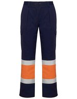 Multitaschen-Hose Hi-Viz mit Reflexband – Navy Blue 55/Fluor Orange 223