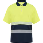 Roly Workwear Atmungsaktives Polo Shirt Vega mit Warnstreifen, Navy Blue 55/Fluor Yellow 221 S, RY9315 – Bild 3