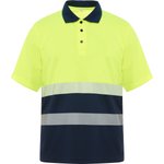 Roly Workwear Atmungsaktives Polo Shirt Vega mit Warnstreifen, Navy Blue 55/Fluor Yellow 221 S, RY9315 – Bild 3