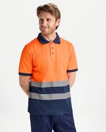 Roly Workwear Poloshirt Atrio Kurzarm mit Reflektoren, Fluor Orange 223 S, RY9318 – Bild 1
