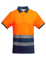 Poloshirt Atrio Kurzarm mit Reflektoren – Navy Blue 55/Fluor Orange 223