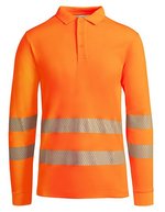 Roly Workwear Langarm-Poloshirt Atrio mit Reflektoren – Fluor Orange 223