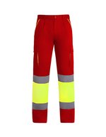 Gefütterte Arbeitshose Enix mit Fleece – Red 60/Fluor Yellow 221