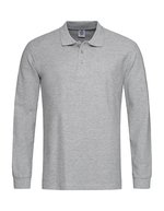Stedman® Langarm Poloshirt aus ringgesponnener Baumwolle, White S, S540 – Grigio Melange