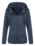 Stedman® Strickfleece Jacke mit Kapuze für Damen, Blue Melange S, S5950 – Marina Blue Melange