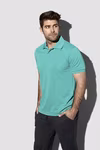 Stedman® Polo piqué en Polyester avec col côtelé, Bahama Green S, S8050 – Black Opal