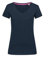 Stedman® T-Shirt Megan V-Ausschnitt Baumwolle für Damen, White S, S9130 – Marina Blue