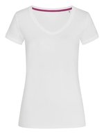 Stedman® T-Shirt Megan V-Ausschnitt Baumwolle für Damen, White S, S9130 – White