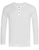 Stedman® Shawn Henley Langarm T-Shirt mit Knopfleiste, Black Opal S, S9460 – Bianco