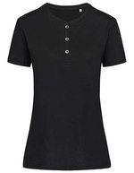 Stedman® Sharon Henley T-Shirt Damen mit Knopfleiste, Black Opal S, S9530 – Bild 2
