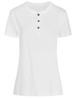 Stedman® Sharon Henley T-Shirt Damen mit Knopfleiste, Black Opal S, S9530 – Bianco