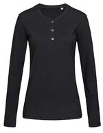 Stedman® Sharon Henley Langarmshirt mit Ripp-Kragen, Black Opal S, S9580 – Bild 1