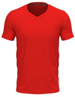 Stedman® Stylisches V-Neck T-Shirt mit Elasthan, White S, S9610 – Scarlatto Rosso