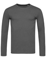 Stedman® Clive Langarm T-Shirt aus Baumwolle-Elasthan in, White S, S9620 – Slate Grey (Solid)