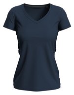 Stedman® Körperbetontes Claire V-Neck Damen-Shirt, White XS, S9710 – Blue Midnight