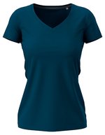 Stedman® Körperbetontes Claire V-Neck Damen-Shirt, White XS, S9710 – Navy Blue