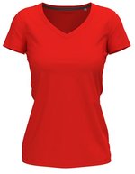 Stedman® Körperbetontes Claire V-Neck Damen-Shirt, White XS, S9710 – Scarlet Red
