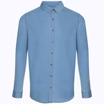 So Denim Langarm-Hemd "So Denim" aus Satin – Light Blue