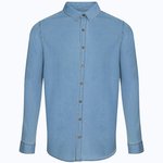 So Denim Langarm-Hemd "So Denim" aus Satin – Light Blue