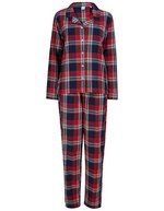 SF Women Karierter Flanell Lounge-Set für Damen – Red-Navy Check