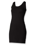 SF Women Langes Spaghetti-Träger Kleid Stretch – Black