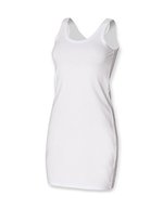 SF Women Langes Spaghetti-Träger Kleid Stretch – White