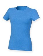 SF Women Modisches T-Shirt mit langem Schnitt, White XS, SF121 – Melange Blu