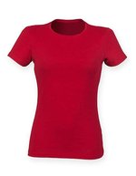 SF Women Modisches T-Shirt mit langem Schnitt, White XS, SF121 – Melange Rosso