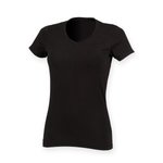 Stretch-T-Shirt V-Ausschnitt Langform für Damen – Bild 3