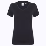 T-shirt stretch col V coupe longue pour femme – Navy