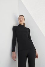SF Women Rollkragen Langarm T-Shirt für Damen, Black M, SF125 – Bild 1