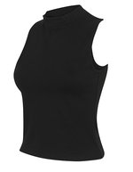 High Neck Crop Top Jersey für Damen – Black