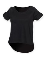 T-Shirt mit Fallendem Rückenteil für Damen – Black