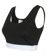SF Women Bauchfreies Sportshirt mit Jacquard-Band, Black/White S, SF236 – Bild 5