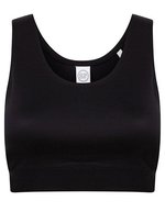 SF Women Bauchfreies Sportshirt mit Jacquard-Band – Black/Black