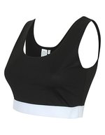 SF Women Bauchfreies Sportshirt mit Jacquard-Band – Black/White