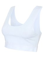 SF Women Bauchfreies Sportshirt mit Jacquard-Band – White/White