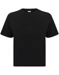 SF Women Bauchfreies, kastiges T-Shirt aus Baumwolle – Black