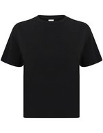 SF Women Bauchfreies, kastiges T-Shirt aus Baumwolle – Black