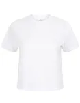 SF Women Bauchfreies, kastiges T-Shirt aus Baumwolle – White