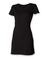 SF Women T-Shirt Kleid Boat-Neck Schnitt für Damen – Black