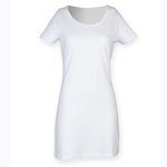 SF Women T-Shirt Kleid Boat-Neck Schnitt für Damen – White